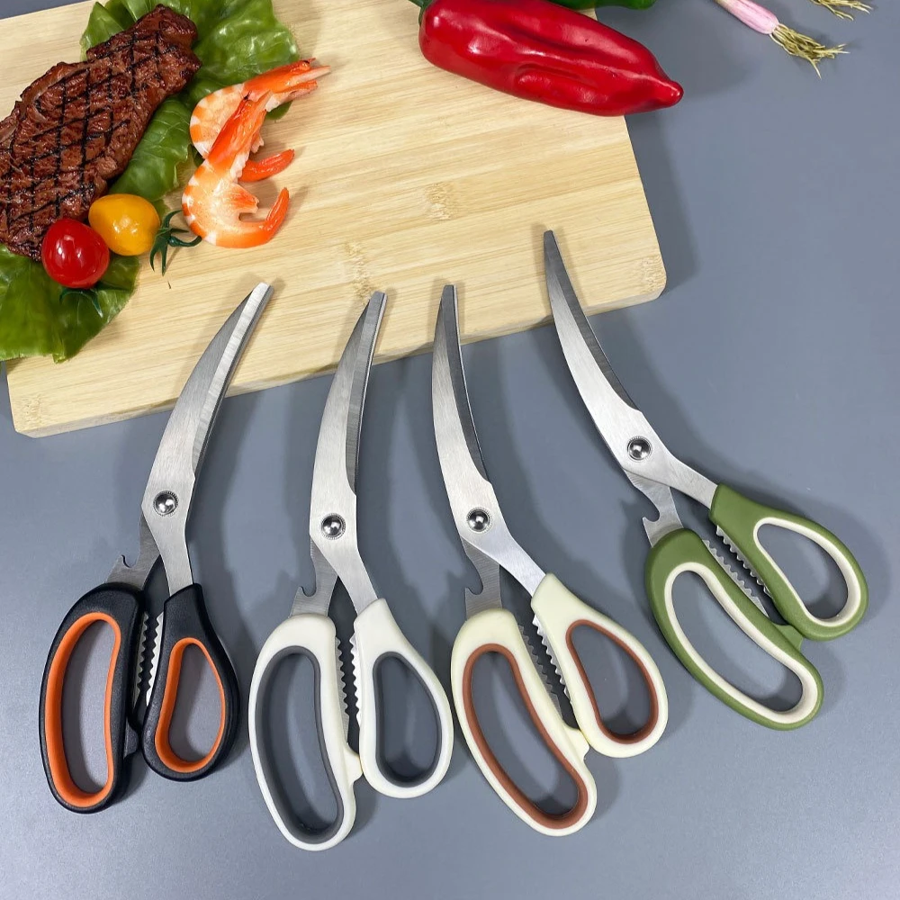Multi functional stainless steel kitchen Korean style barbecue scissors steak cooked food scissors