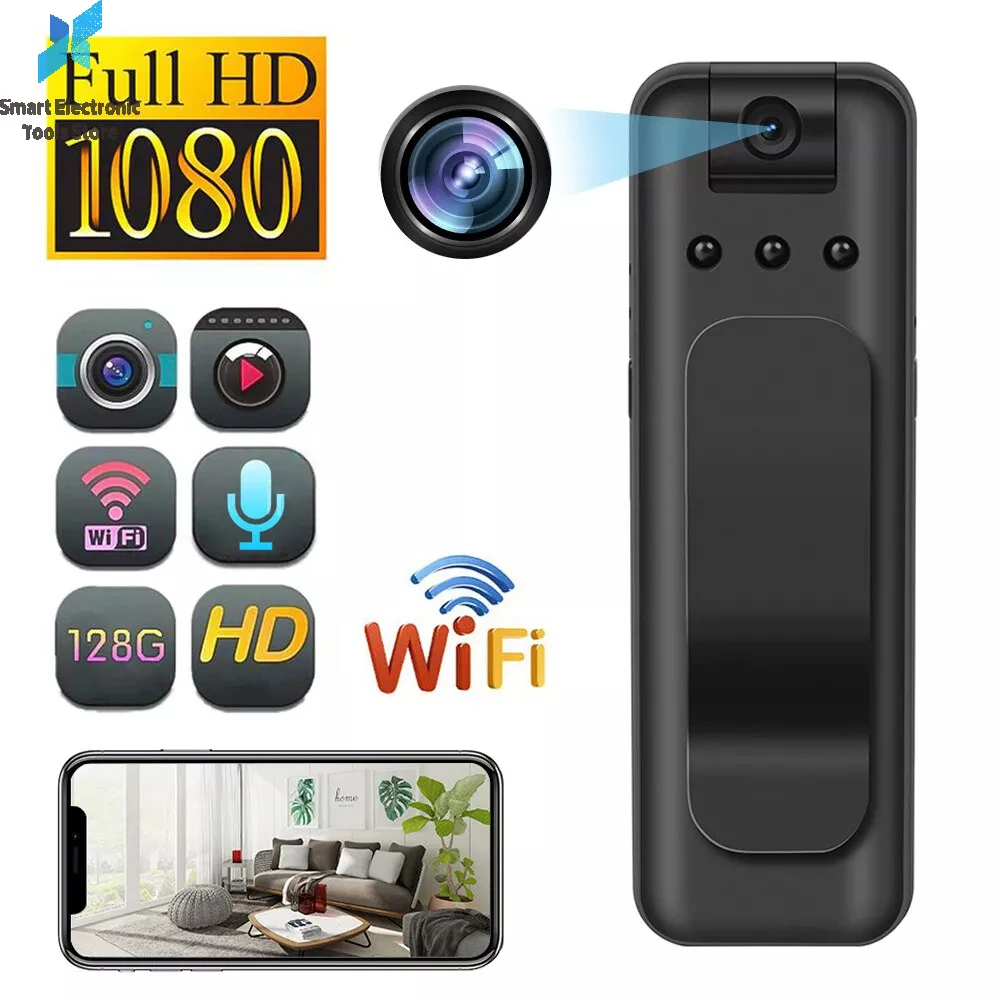 1080P HD كاميرا واي فاي صغيرة مسجل محمول الرياضة في الهواء الطلق التصوير القلم للرؤية الليلية كاميرا 180 كاميرا دوارة