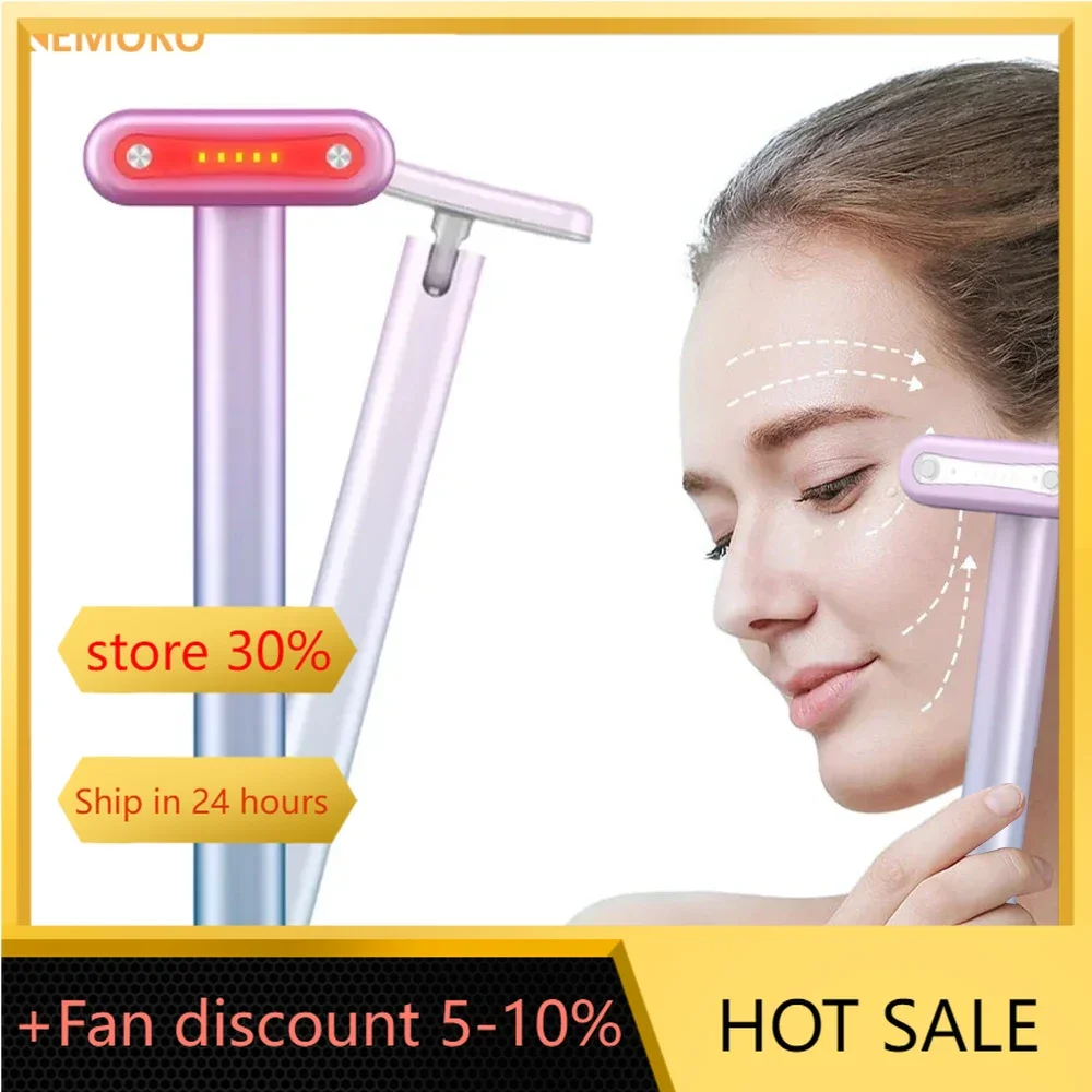 EMS Microcurrent Face Lifting Device Facial Wand Eye Neck Massager Red Light Skin Tightening Anti Wrinkle Skin Care Beauty Tool