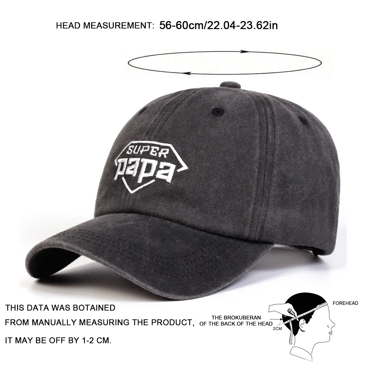 Unisex SUPER PAPA Letter Embroidery Wash Baseball Caps Spring Autumn Outdoor Adjustable Casual Hats Sunscreen Hat Sports Cap