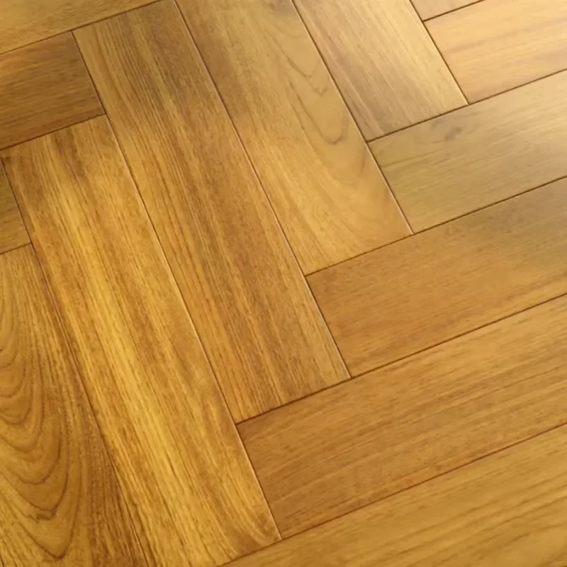 The King of All Woods Authentic Burmese Old Teak Solid Wood Flooring Custom Herringbone Pattern Locking Indoor Chevron Floors