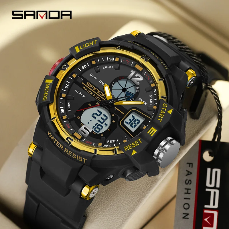 

SANDA 289 Fashion Electronic Alarm Multifunctional Men's Watch Sports Waterproof Luminous Watches for Men Relogios Masculino