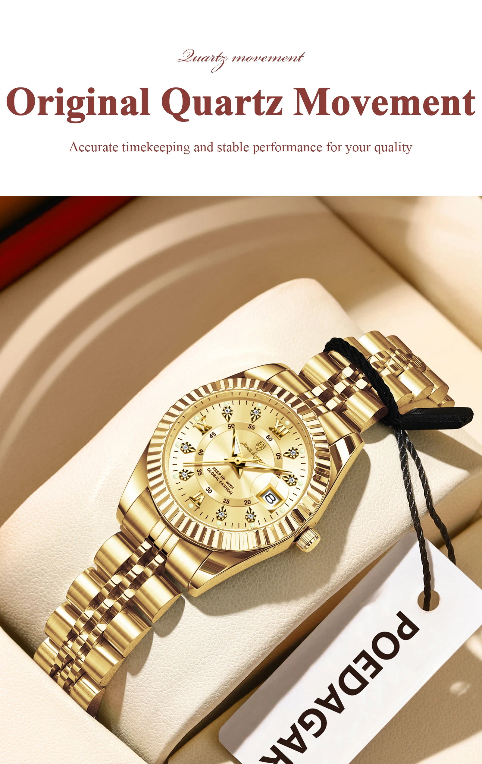 POEDAGAR Mode frauen Armbanduhr Wasserdicht Leucht Datum Elegante Damen Uhren Edelstahl Quarzuhr Für Frauen Reloj – Detail 6