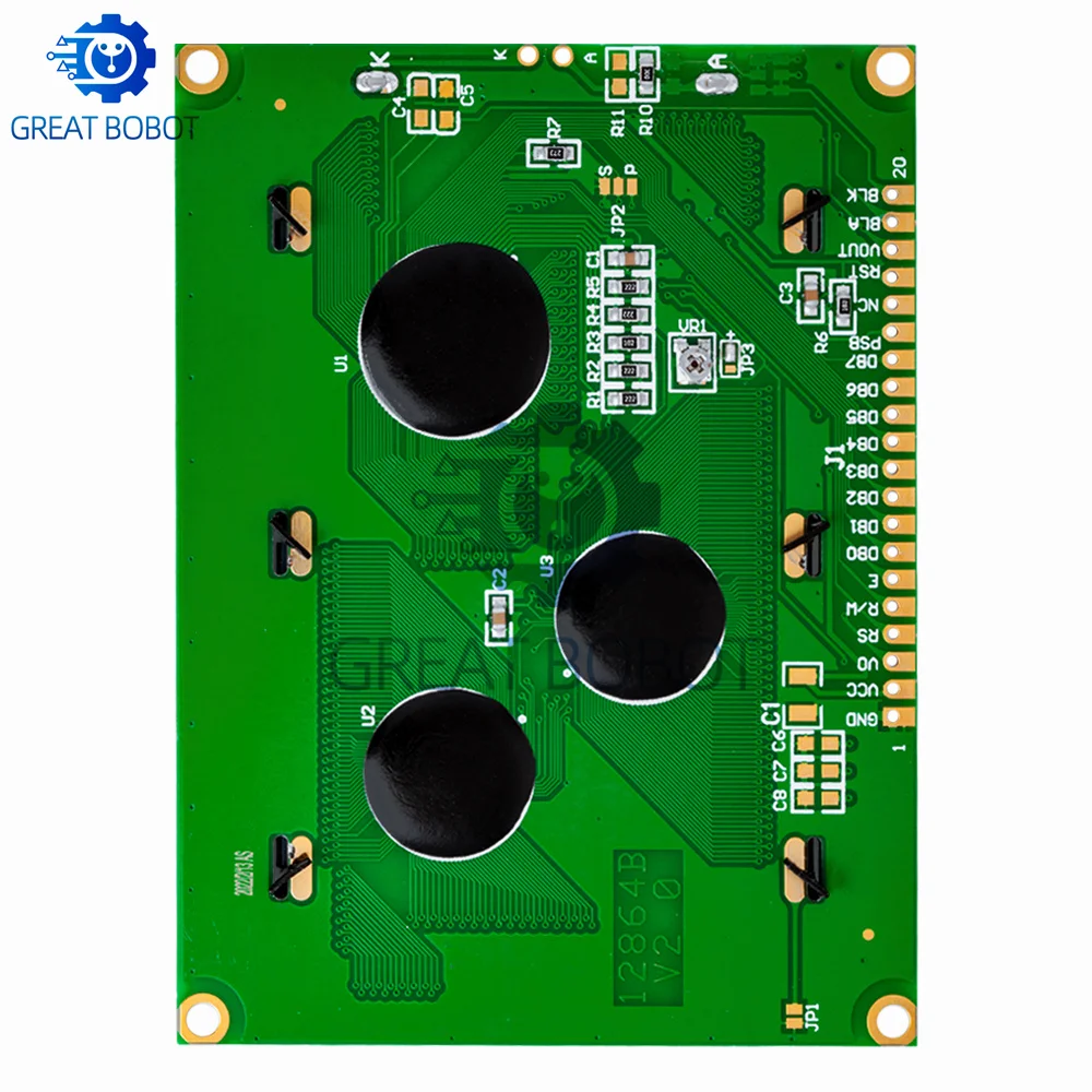 12864 LCD Display Module (5V) - Blue/Yellow-Green Backlight - Parallel  Serial Interface for Arduino