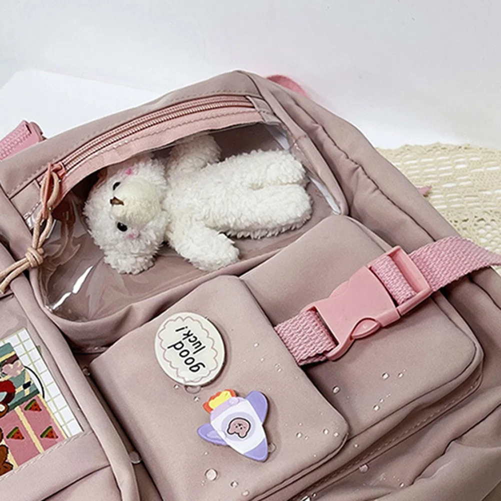Kawaii Backpack Large Capacity Cute Bear Accessories Backpack for School Multi Pocket Japanese School Bag for Teen Girls