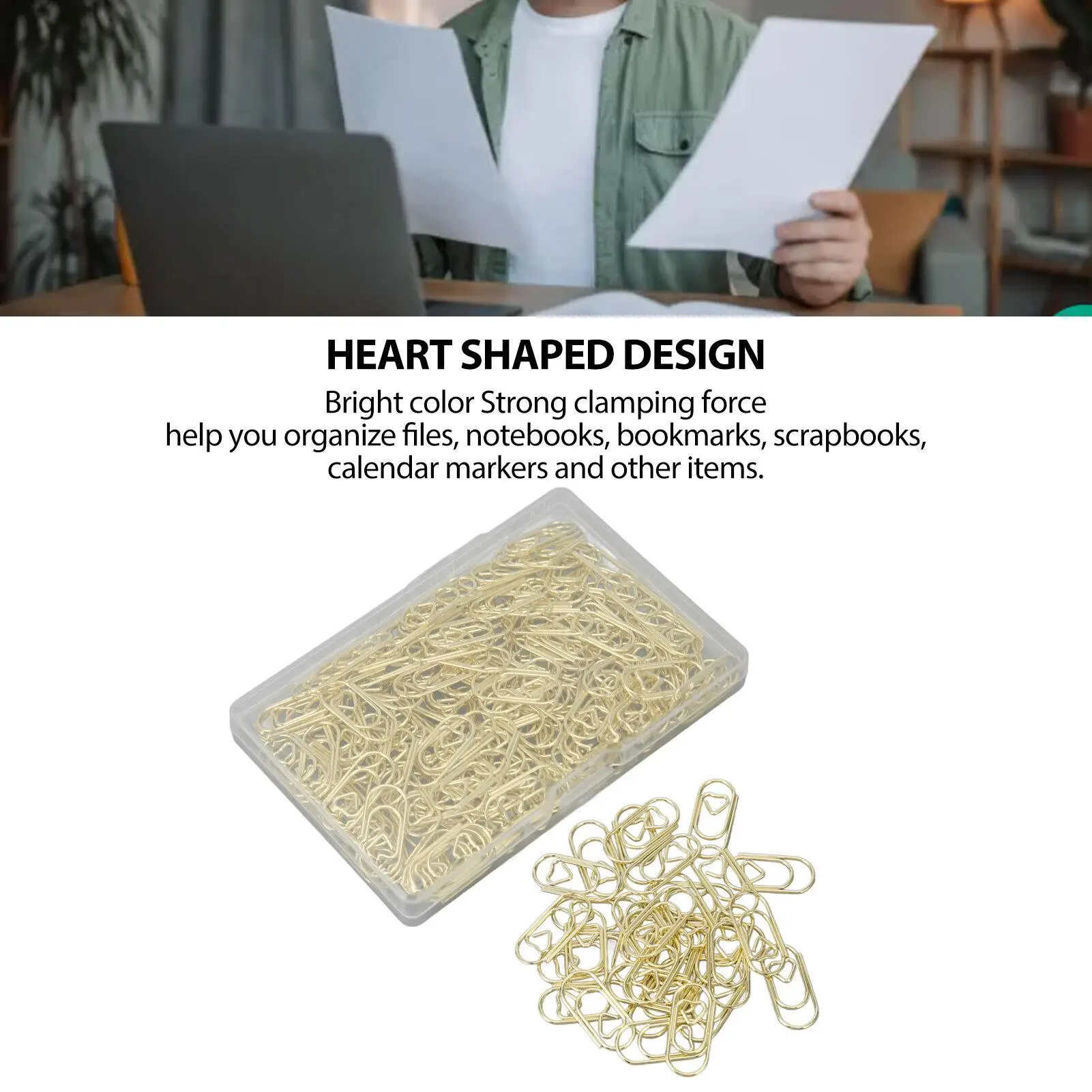 150Pcs Heart Shaped Cute Paper Clips - Exquisite Electroplated Anti-Slip Bathroom Shelf Organizer for Office & for family