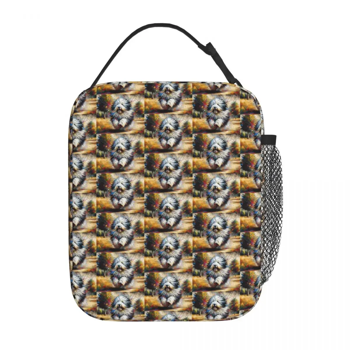 Old English Sheepdog Dog Portrait Acrylic Art Print Pet Portrait Gifts Dog Lovers Insulated Lunch Bag Food Boxes Lunch Box Tote