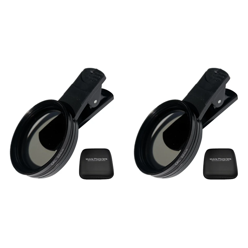 2 Sets 52Mm Universal Phone Polarizer CPL Phone Camera Lens Filter Kit Compatible With Iphone And Android Smartphones