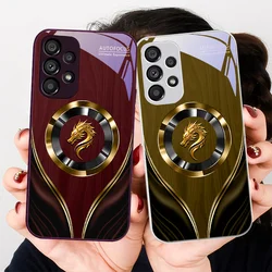 Cloth patterned dragon for Samsung Galaxy S24 Plus S20 21 FE S23 Ultra S8 9 A70 72 73 50 51 52 53 Tempered glass phone case