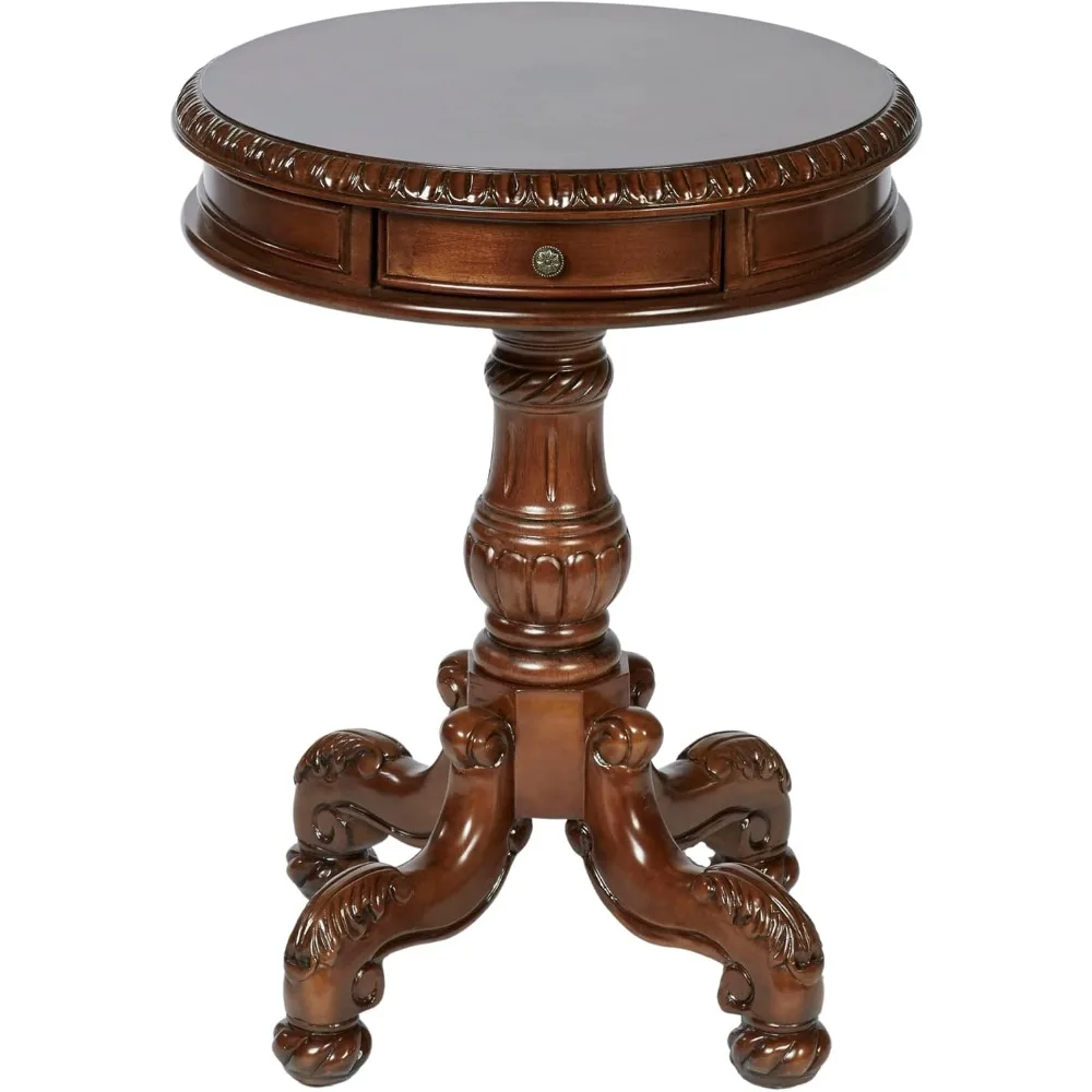 

Приставной столик Cortona на ножках, цвет осенняя вишня - Мебель в викторианском стиле - Круглая столешница с изогнутыми ножками - Антикварный акцентный элемент