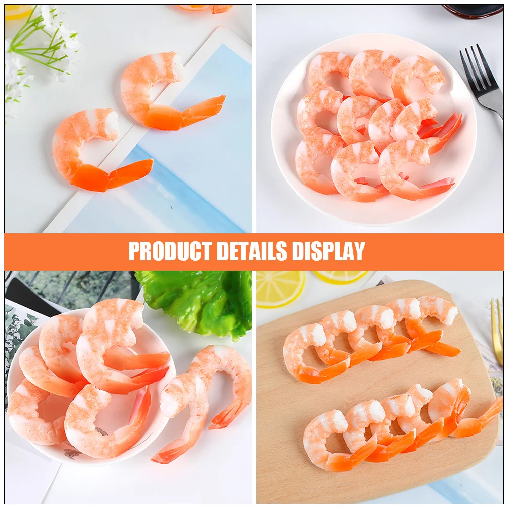 5 Pcs Imitation Shrimp Fake Food Model Simulated Artificial Realistic Faux Decoration