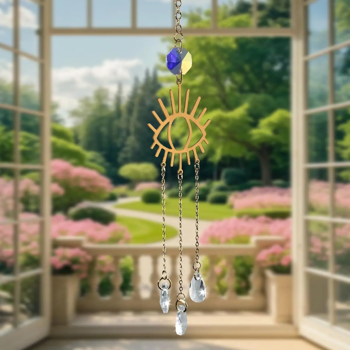 1PC Rainbow Maker Sun Catchers with Prisms Angel Wind Chime Hanging Ornament For Christmas   Home Decor Gift