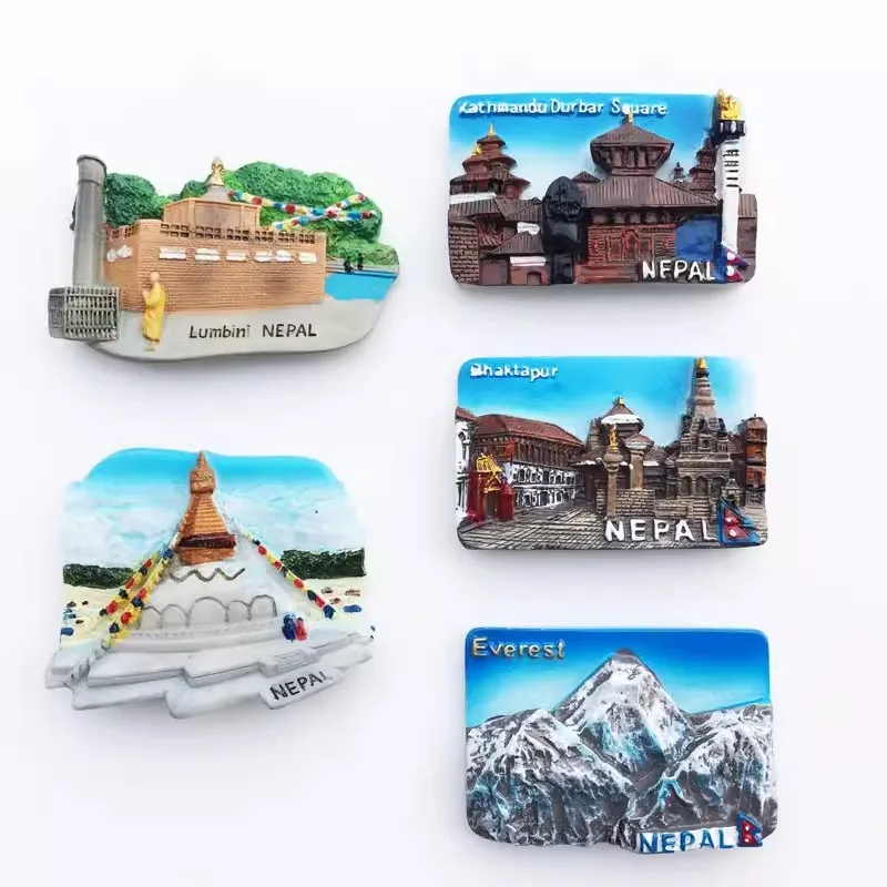 

Creative magnetic refrigerator stickers, painted tourism commemorative decorations for various tourist attractions in Nepal