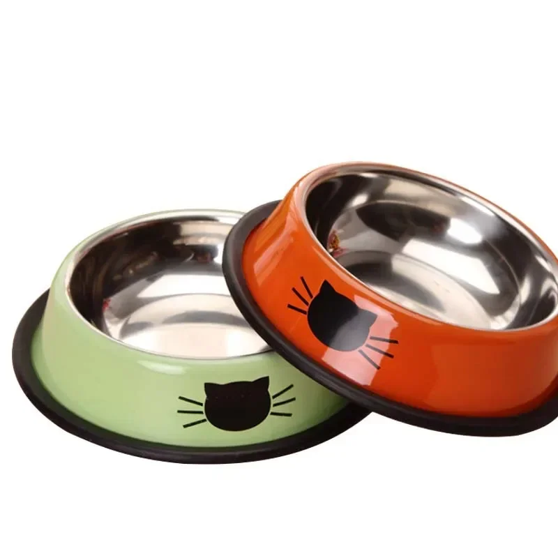 Tigela de comida para gatos, aço inoxidável, alimentador de gato, tigela de água com base de borracha antiderrapante, tigela pequena para animais de estimação, acessórios para gatos, suprimentos para animais de estimação