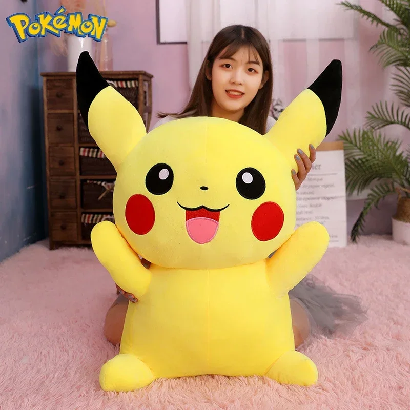 80cm Big Size Pokemon Pikachu Plush Doll Japanese Anime Cute Naughty Pikachu Children's Collection Toys Christmas Birthday Gifts