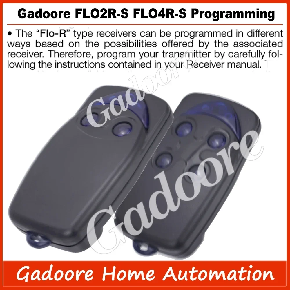 Gadoore FLO2R-S FL04R-S 433 MHz Rolling Code Garagentor-Fernbedienung, kompatibel mit FLOR-S FLO2R-S FLO4R-S Tor-Fernbedienung