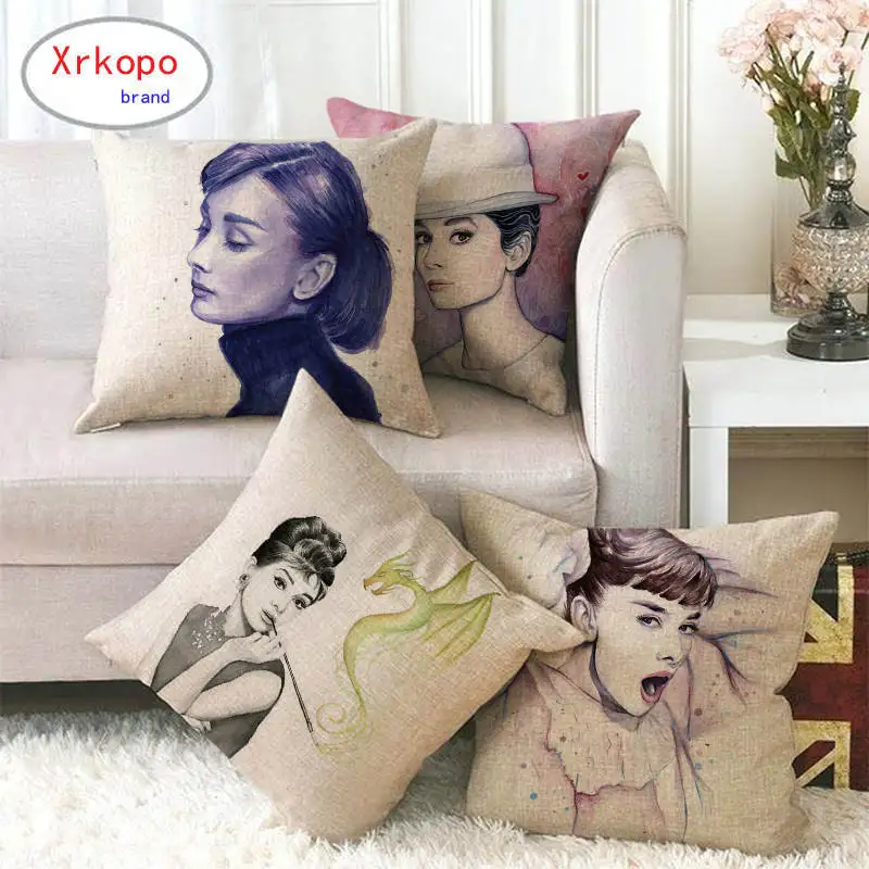 Portrait oil painting of a celebrity Digital printing short plush pillow covers for car sofa office cushion cover home goods