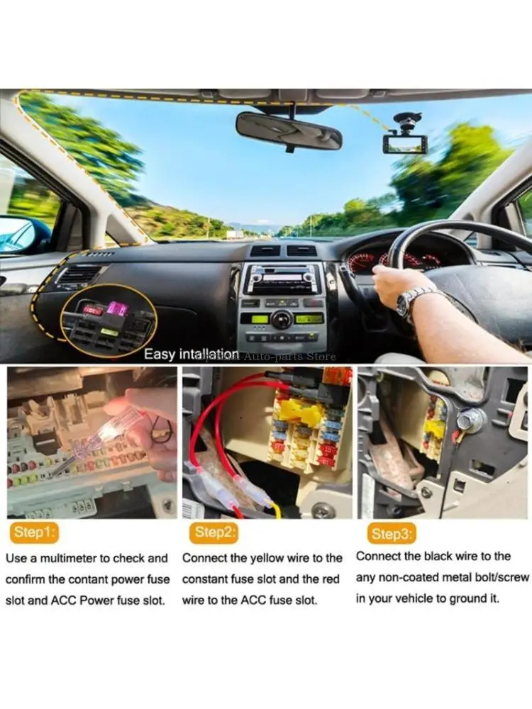 Dashboard Camera Hardwire set Vehicle Power Adapter with Undervoltage Ensuring Reliable Power Supply