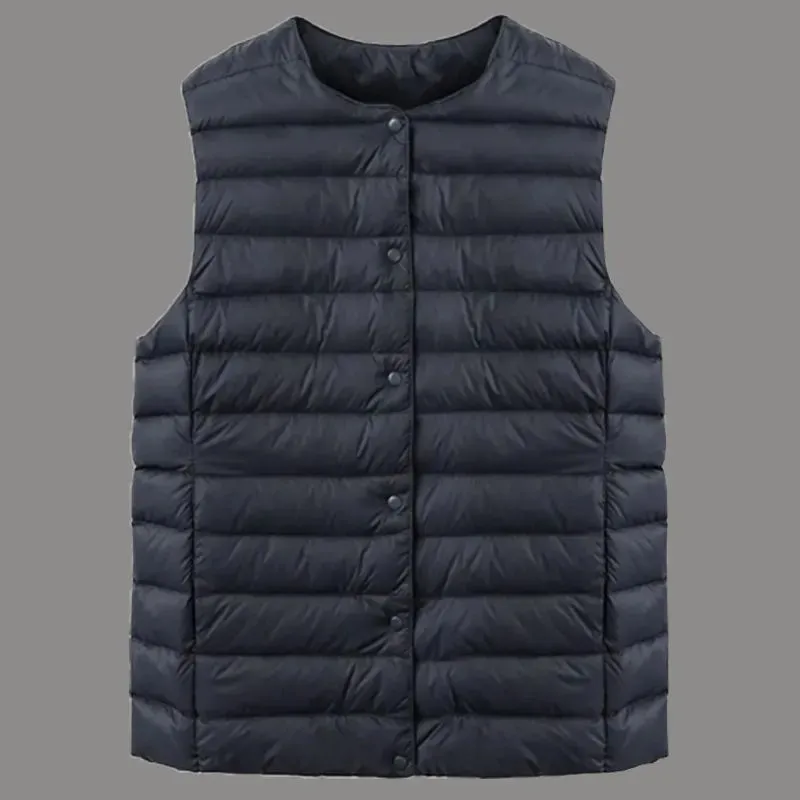 2026 New Lightweight Coat Cotton Women's Vest Jacket  Autumn Winter, Short Female With Collarless Tank Top Round Neck Overcoat