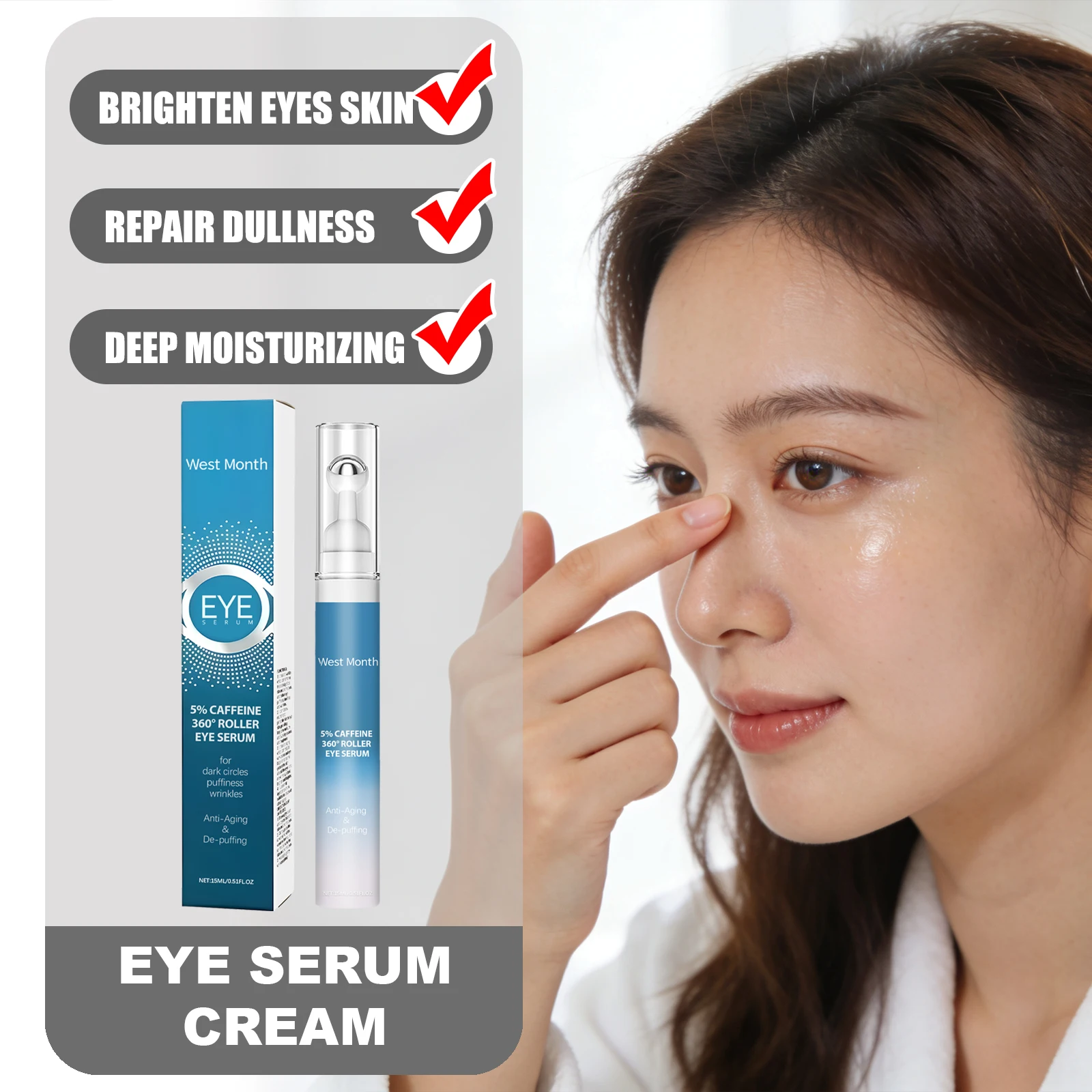 WEST MONTH Soro para os olhos Creme para aliviar o embotamento Hidratação de longa duração Fácil absorção Macio Refrescante Confortável