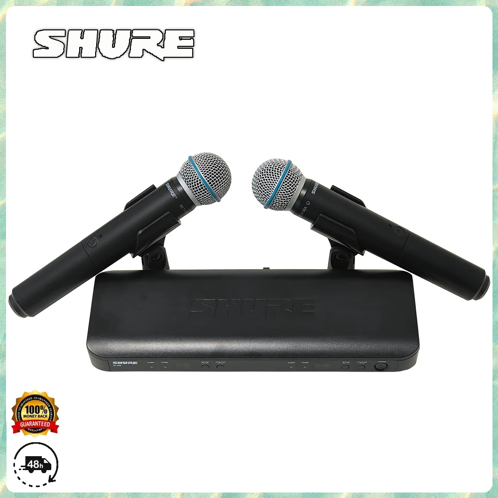 Original Shure BLX288 BETA58A Wireless Microphone Dual Channel System, Equipped with 2 BETA58A Handheld Microphones