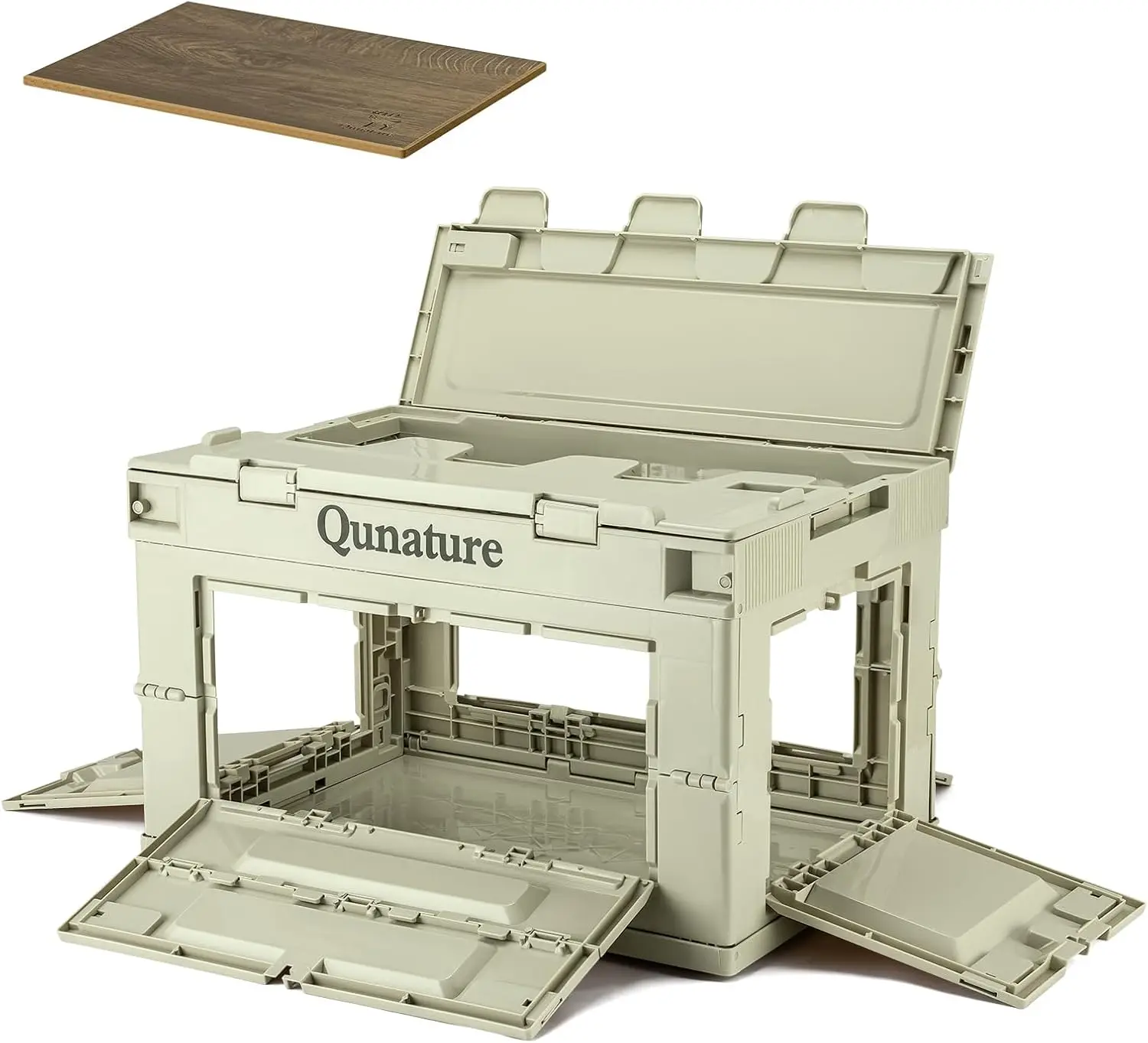 

Складные контейнеры для хранения с запирающимися дверцами и съемной разделочной доской, 60 л, складные, штабелируемые, усиленные.