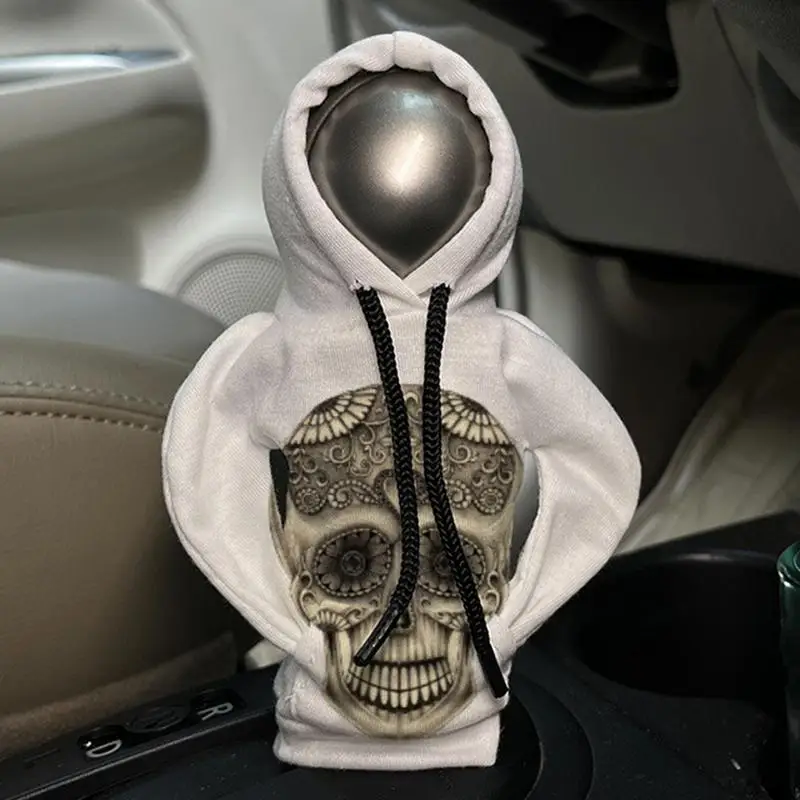 Halloween Skull Lever Change Knob Hoodie Car Gear Shift Collar Auto Interior Styling Hoodies Knob Cover Novelty Auto Accessories