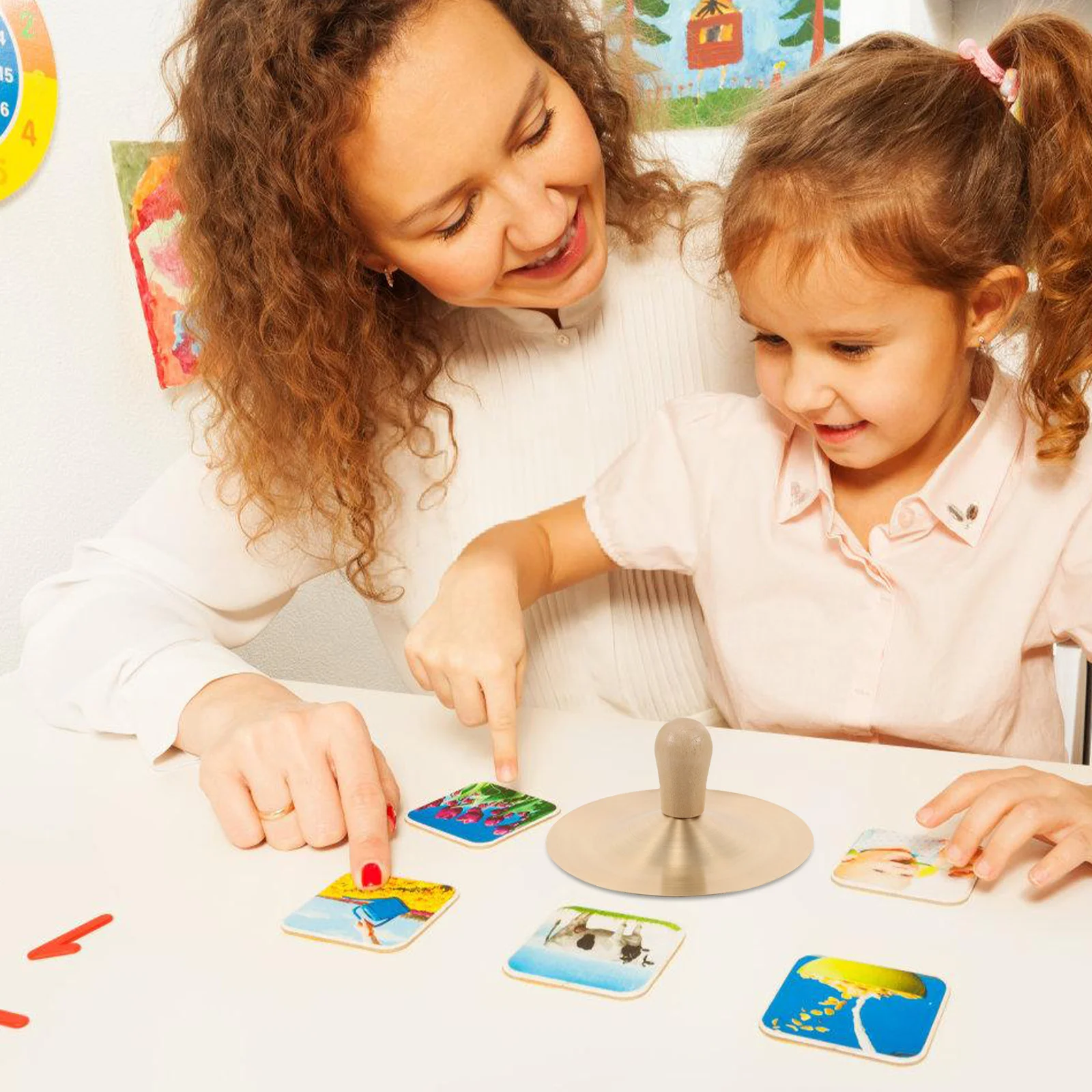 

1Pair Kids Hand Cymbals Mini Copper Percussion Instruments Wooden Handle for Early Music Learning Kindergarten Practice