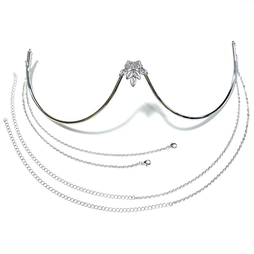 Adjustable Rhinestone Breast Chain Lingerie Bra Body Jewelry Chest Bracket Chain Zircon Leaf Nightclub Bikini Crystal Chain