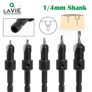 LAVIE 1 st 1/4 Hex Shank HSS Verzinkboor Houtbewerking Router Bit Set Frees Schroef Extractor Remon Sloop CH339D