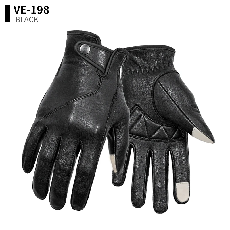 VEMAR Goat Leather Motorcycle Gloves Brown Vintage Anti-Fall Guantes Moto Summer Autumn Retro Motorbike Full Finger Gloves