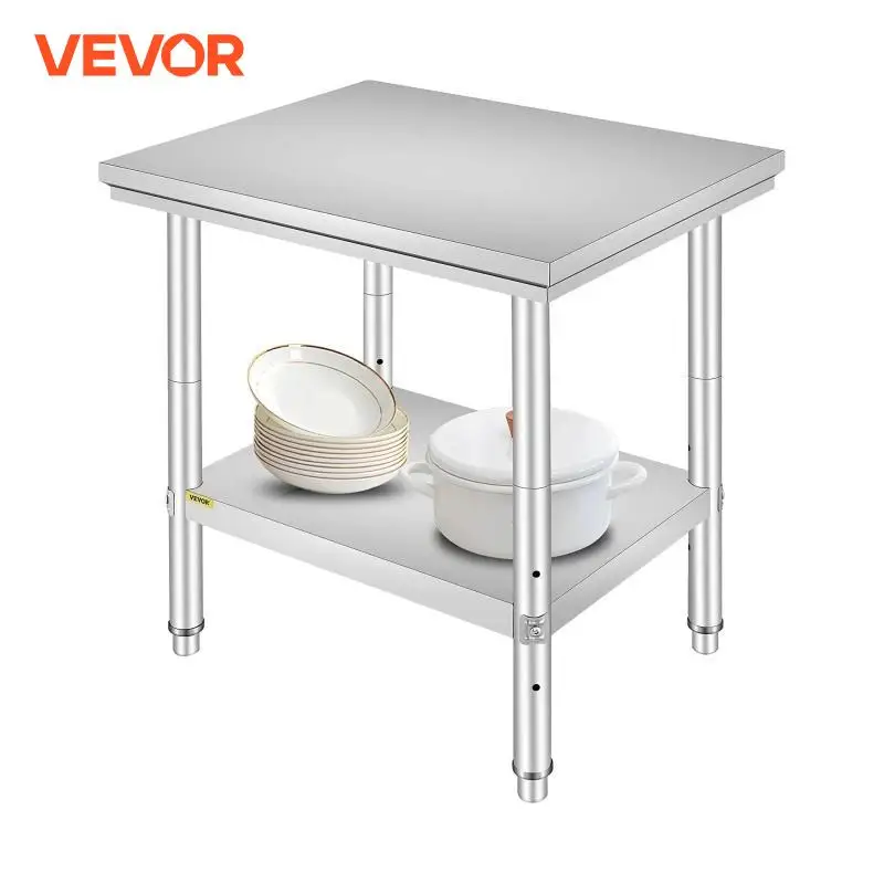 VEVOR Commercial Worktable & Workstation Stainless Steel Work Table Heavy Duty Commercial Food Prep Work Table for Home Kitchen