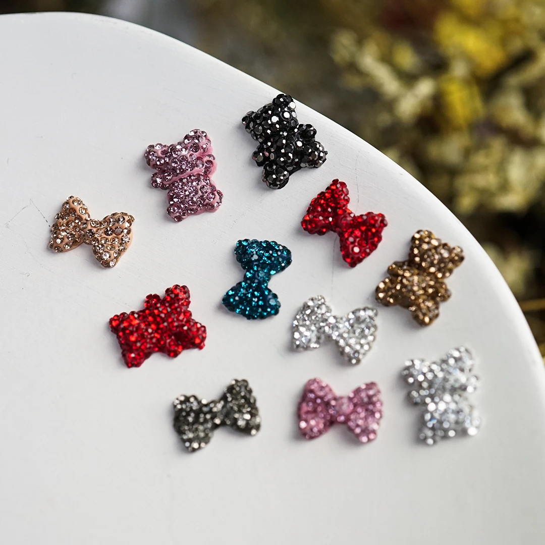 

Bears for Nails 3D Charms Glitter Nails Art Flat Back Red Rhinestones Sequins Shapes Gold Silver Bow-knot Nail Diamonds Manicure