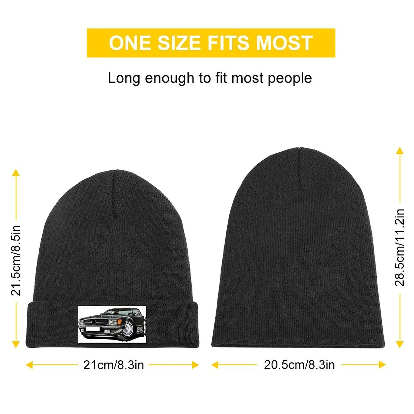 Cartoon Illustration Of A Classic R107 - C107 Black Knitted Cap Brand Man cap |-F-| Elegant Women's Hats Men's