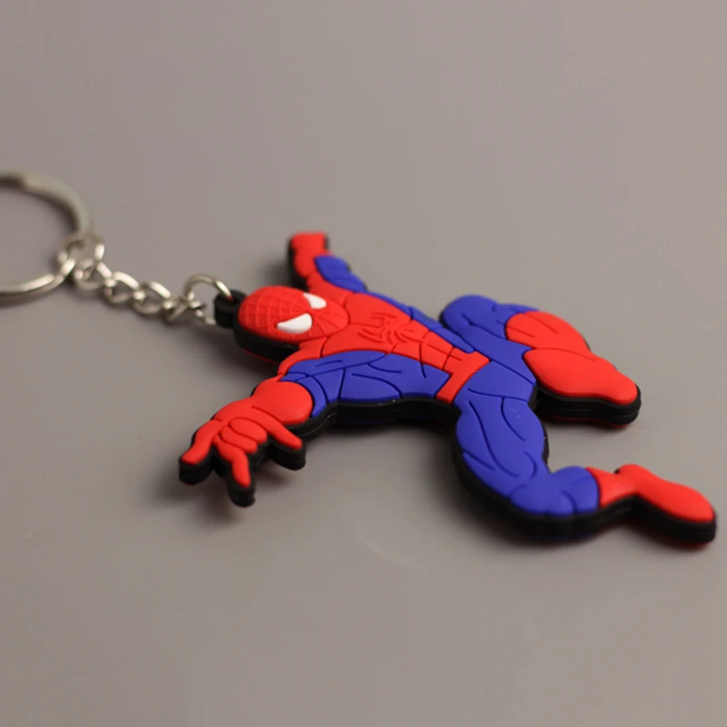 MINISO Anime Cartoon Marvel Captain America Iron Man Spider-Man Soft Plastic Double-sided Car Keychain Bag Pendant Birthday Gift