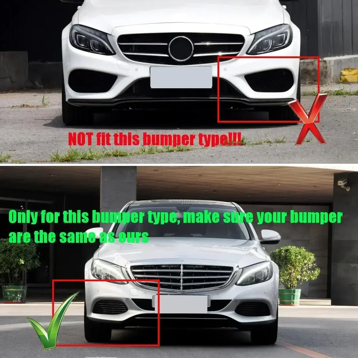 W205 3PCS Car Front Bumper Splitter Lip Spoiler Diffuser For Mercedes For Benz C-Class W205 C250 C300 C350 2015-2018 Body Kit