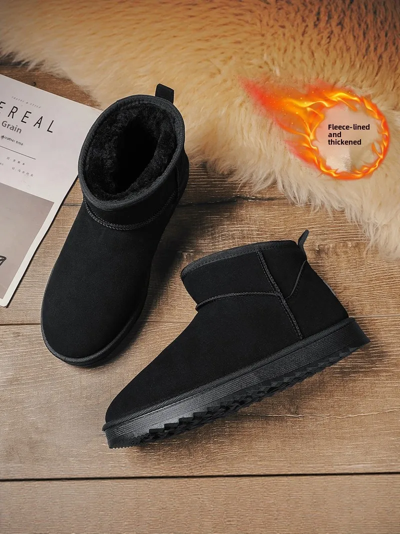 Men's Winter Snow Boots Anti-slip Warm Thickened Fleece Lined Bread Shoe Outdoor Casual High Cotton Boot Large Size