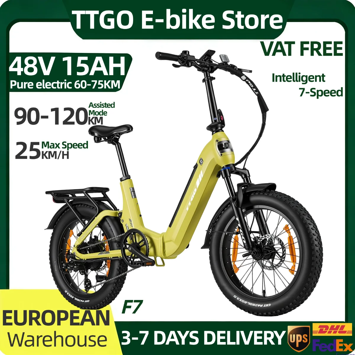 Ttgo F7 48V 15Ah Elektrofahrrad für Erwachsene, 20*3 Zoll Reifen