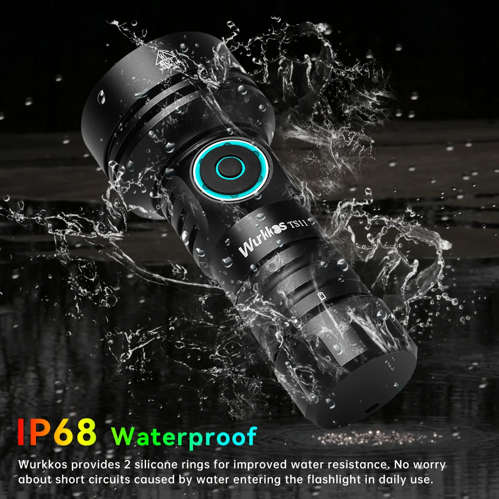 

Wurkkos TS11 Pocket Size EDC Flashlight 2000LM 616m Beam IP68 Torch with Anduril 2.0 RGB Light Rechargeable for Hiking Camping