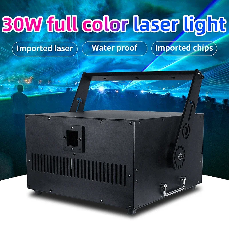 Outdoor high power RGB Full Color 30W Laser Light Animation Projector lamp 20w Laser Light ilda Dj Lazer Concert Light show