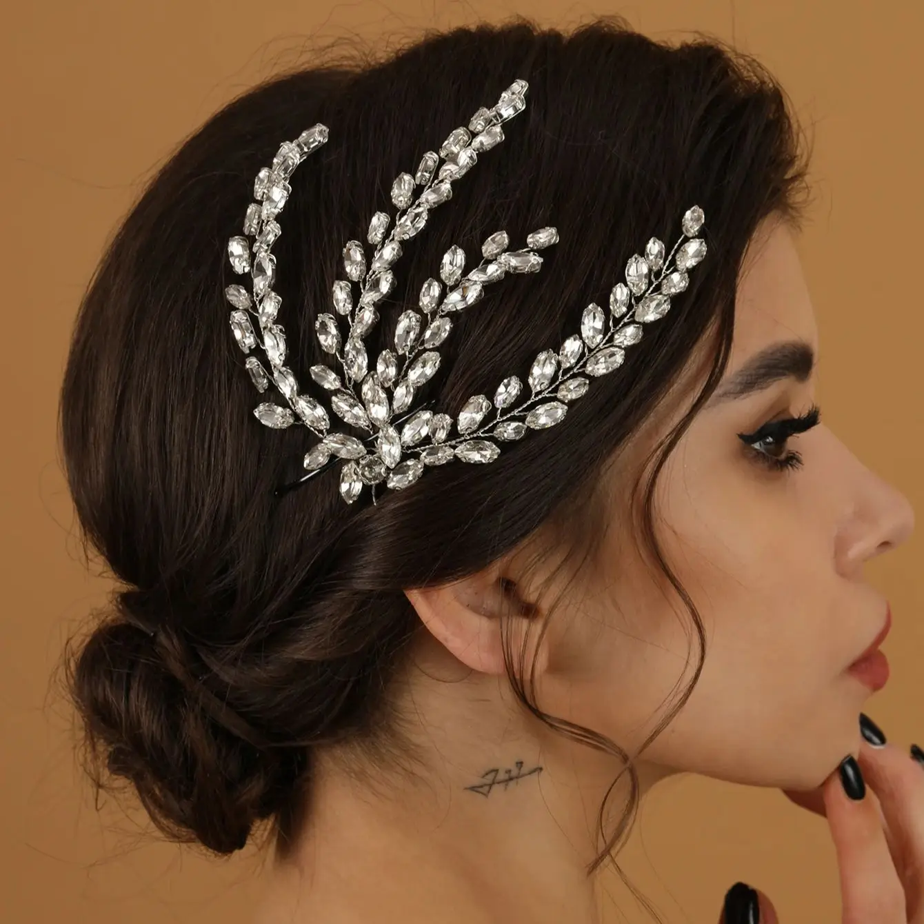 Diadema nupcial de circón de hoja para mujer, accesorios de Tiara para niñas, clip de cristal de lujo, joyería de boda, moda