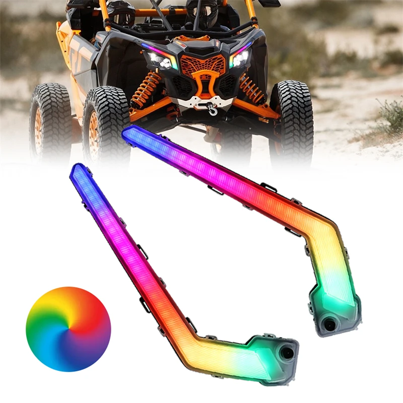 RGB Front LED Signature Lights For Can Am Maverick X3 XDS XRS Fang Lights Turn Signal Light Assembly DRL Accessories 710004995