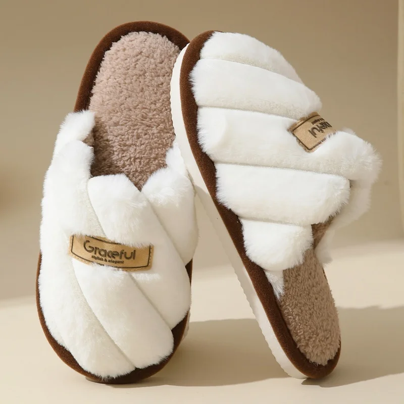 2026 Winter Warm Plush Women Soft Slippers Men Indoor Non-slip Warm Sandals Couples Comfort Flat Heel Indoor Bedroom Slides view 4