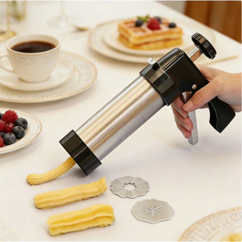 Máquina para Hacer Churros Caseros, Freidora de Porras Españolas, Freidora Automática de Donuts Latinos, Electrodoméstico Eléctrico para Cocinar Snacks en Casa