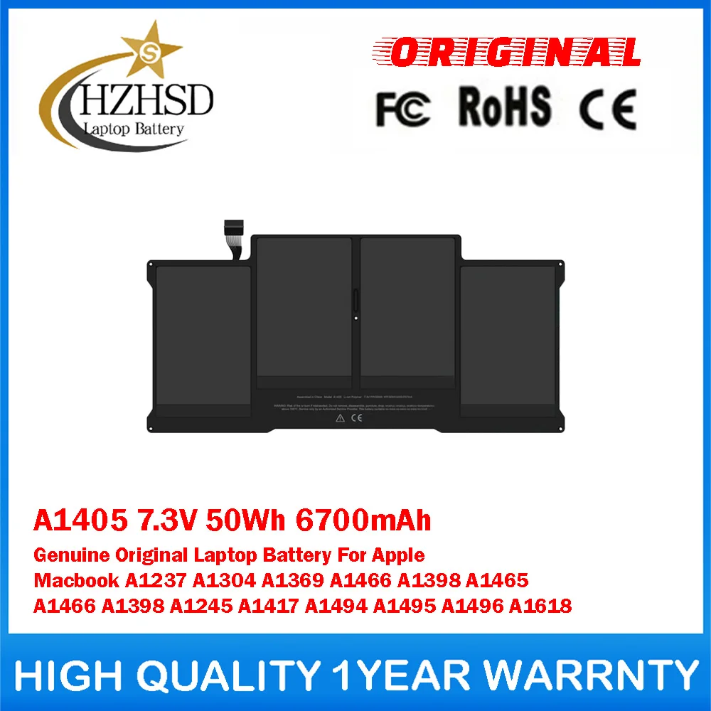 

A1405 7.3V 50Wh 6700mAh Genuine Original Laptop Battery For Apple Macbook A1237 A1304 A1369 A1466 A1398 A1465 A1466 A1398 A1245