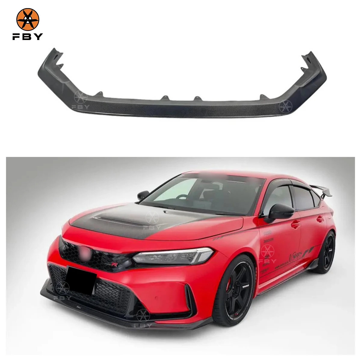

New Hotvaris Style Carbon Fiber Front Bumper Lip For Honda FL5 Civic Type R 2022+ Hight Quality Front Lip Spoiler