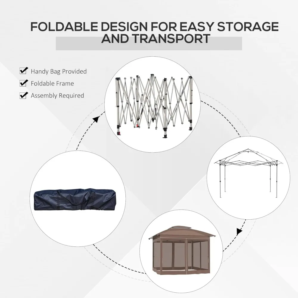 

12' x 12' Pop Up Canopy Tent with Netting and Carry Bag, Instant Sun Shelter with 137 sq.ft Shade, Customized