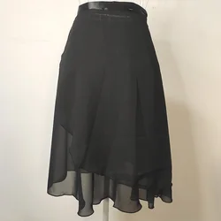 USHINE-saia de balé chiffon para mulheres, vestido longo para senhoras, saias de 2 camadas, cor dupla, envoltório de dança para meninas