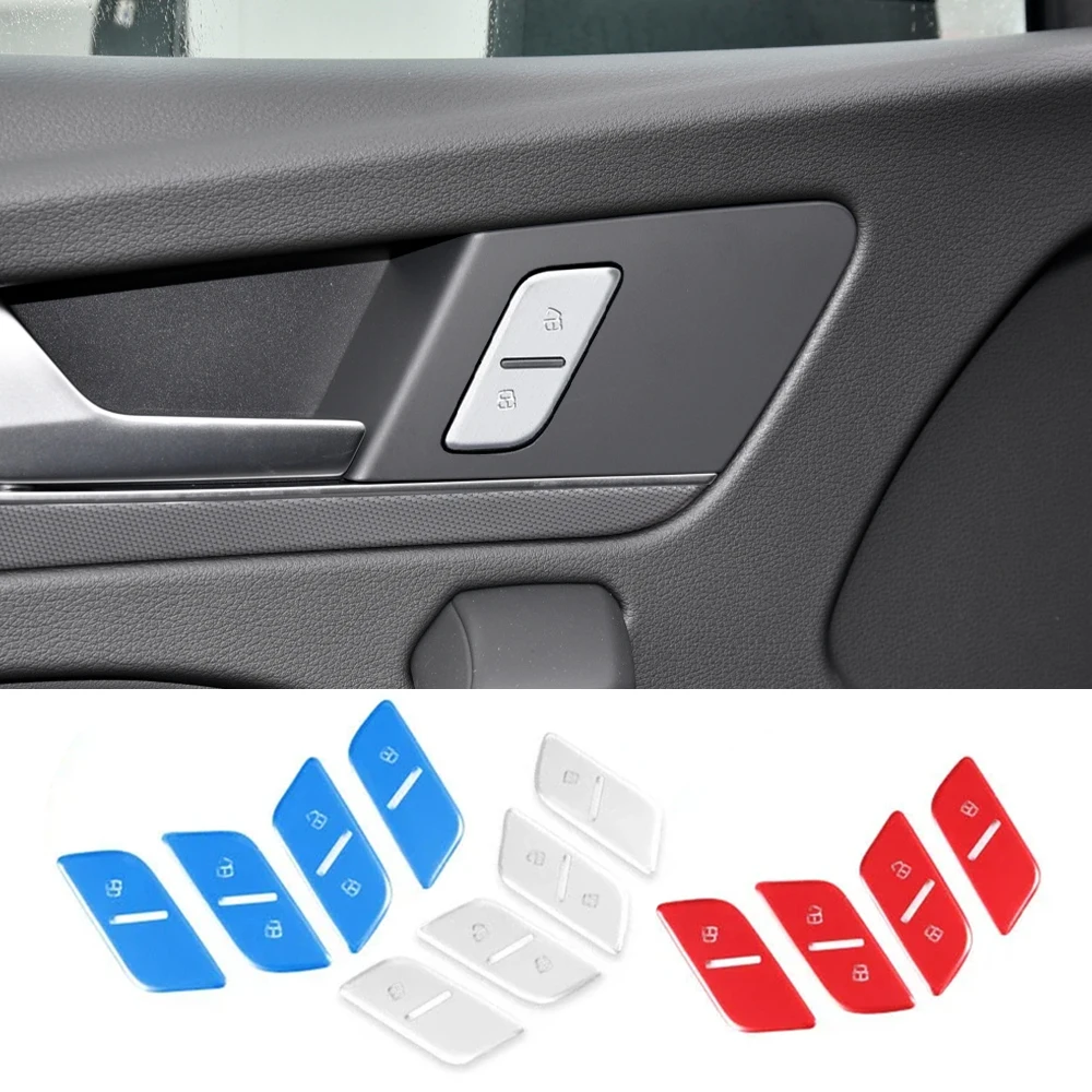 For Audi Q5 FY B9 Q3 F3 Q2 Car Door Unlock Button Stickers Aluminum Alloy Sequins Cover Decoration Auto Interior Accessories