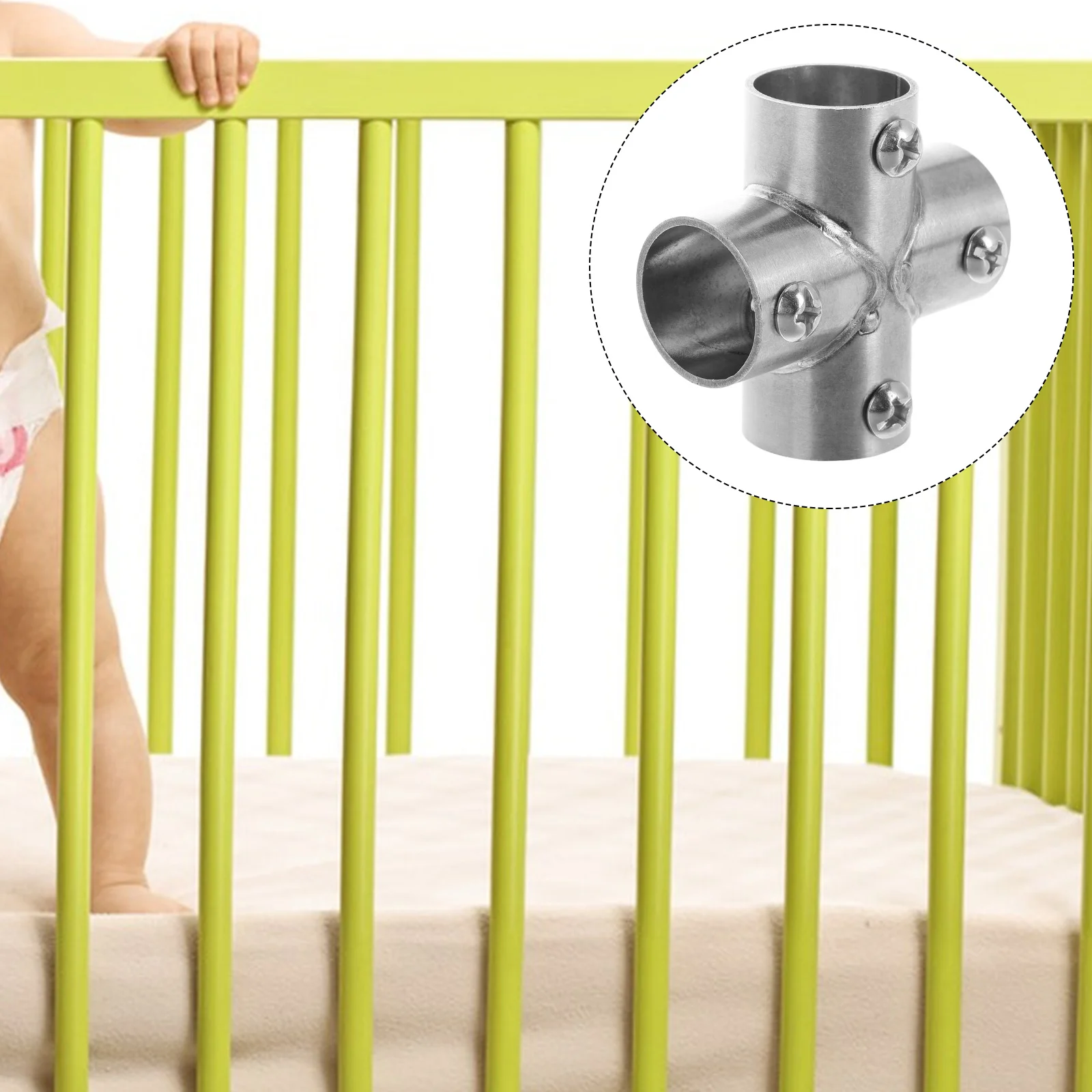 Stainless Steel Pipe Connectors Baby Gate Retractable Structural Clamp Parts Fixed